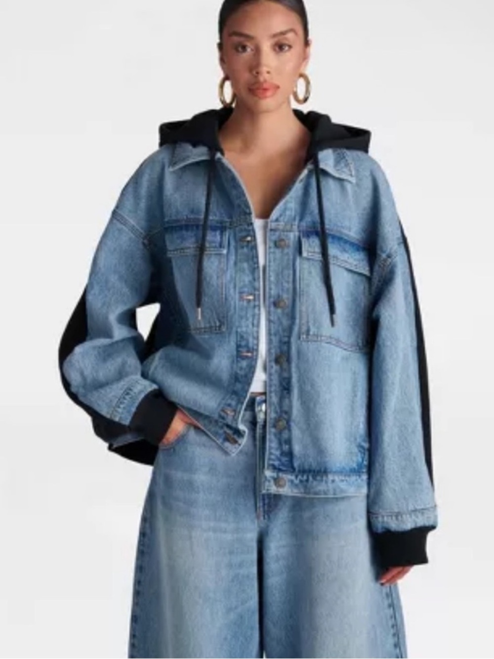 NWT KBB by Kahlana blue jean and sweater hoodie jacket